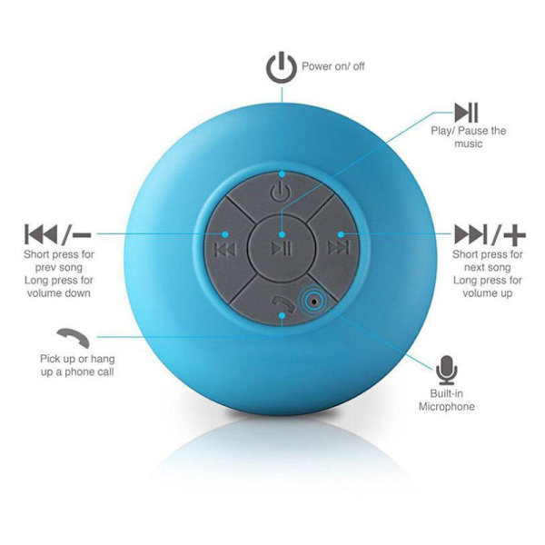 Vattentålig Bluetooth 3.0 Duschhögtalare, Bärbar Handsfree Högtalartelefon