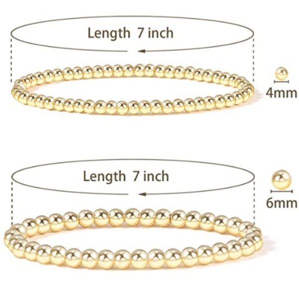 Guld pärlor armband för kvinnor, 14K guldpläterad pärla boll armband töjbart