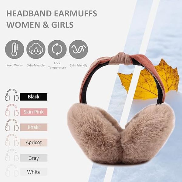 Vinter Kvinnor Öronmuffar Faux Päls Flickor Öronmuffar Varma Unisex Barn Öron Skydd Hopvikbara Utomhus Pojke Öronvärmare för Kvinnor Khaki Diameter 14.5cm