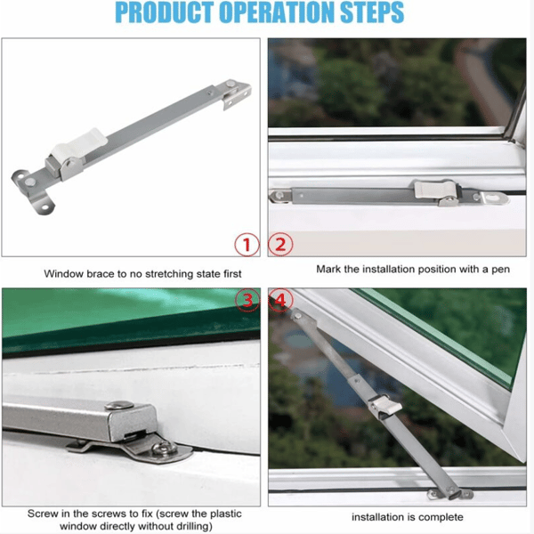 Vinduebegrænser til hængslet vindue Fenetre, sølv, 20*4cm