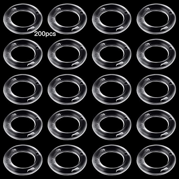 200 stk. gennemsigtige romergardin O-formede gardinringe gennemsigtige plastringe 13m