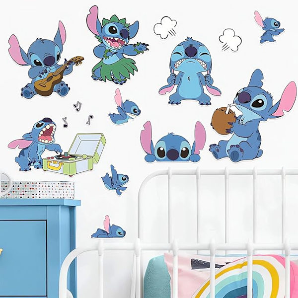 Stitch-seinäkoristeet makuuhuoneeseen, olohuoneeseen, lastentarhaan, juhlatilaan, anime-sarjakuva-taustatarra, seinäkoriste, makuuhuoneen seinäkoriste, lahja