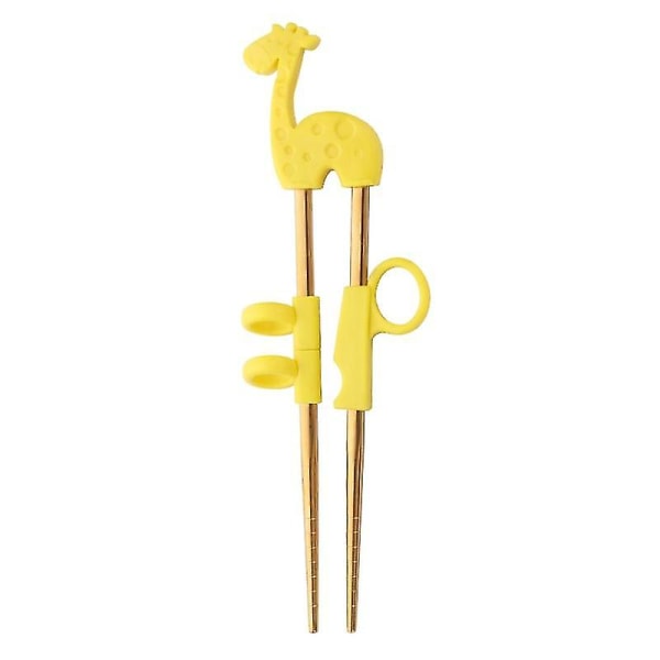2 par ätpinnar i rostfritt stål för barn Cartoon Learning Yellow Gold