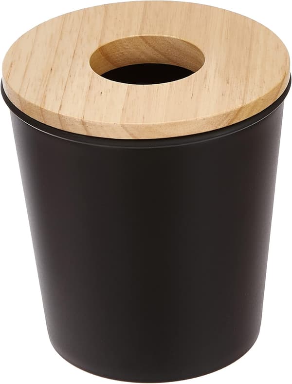 Opportunity Mini Bin, Plast og Træ, Sort, 13 x 13 x 14 cm
