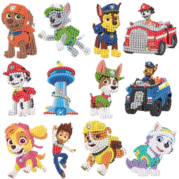 12 kappaletta Paw Patrol -timanttimaalausta lapsille, DIY-sarja, maalaus