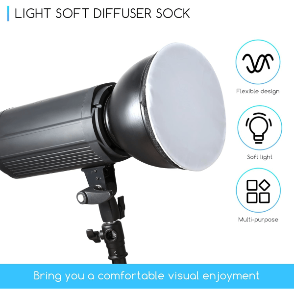 4 stk Diffuser Lamp Sock Myk Diffuser Lamp Cover 7 Tommer/ 18 cm Standard Klut Diffuser Lys Sok Lampskjerm Reflektor Lamp Sok for Strobe Flash Lys Speedlite (Hvit)