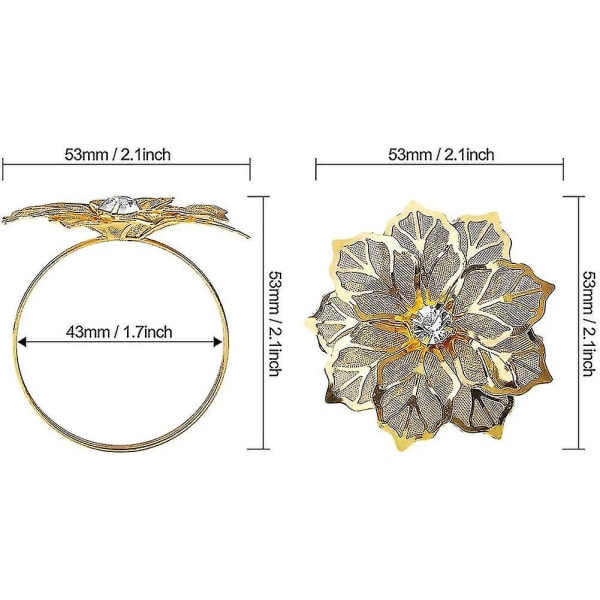 Servietringe, hule blomst servietringholder metal servietringe sæt af 12