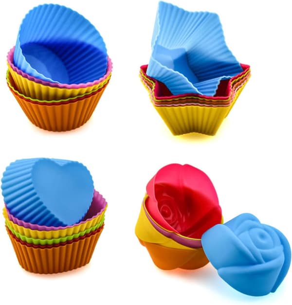 24 st, Silikon Cupcake-formar, Cupcake- och Muffinformar, Återanvändbara Muffinformar