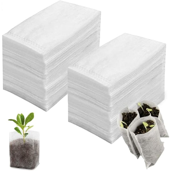 600 stk. plantepose 12x10cm bionedbrydelige plantesække ikke-vævede planteposer til planter frøplanter avlsvækstposer