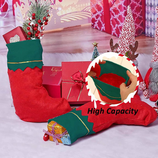Julstrumpor, Julstövlar, 12 stycken Julstrumpor, Julstrumpor för Fyllning och Hängande Presenter för Juldekoration Eldstad