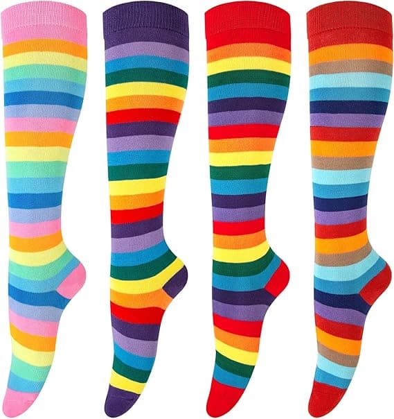Womens Knee High Socks Casual Solid Soft Stretch Tube Socks (Pack