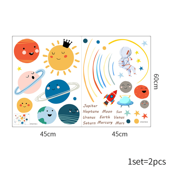 En set Planets Solar System Wall Stickers Väggdekal Väggdekoration f