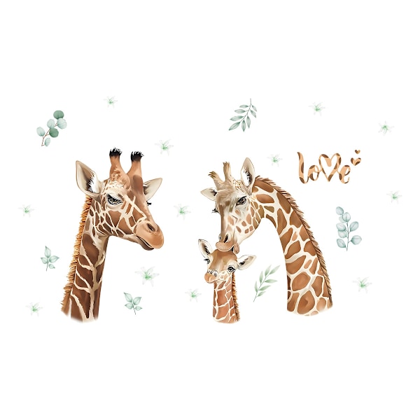 Djur Djungel Giraff Väggklistermärken Safari Giraff Väggdekaler för Barnrum Babyrum Vardagsrum