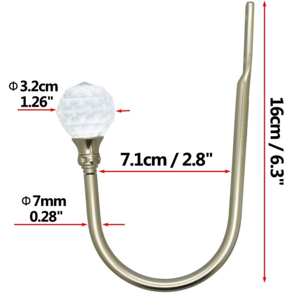 Gardinstångsbeslag i metall U-formade väggkrokar Gardinstångsbeslag, metallgardinstångsbeslag 2-pack (liten, silver)