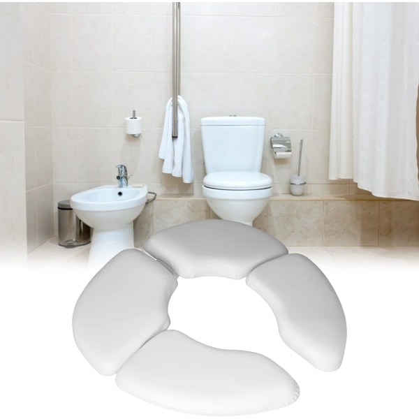 Matka-pottaistuimen pehmuste, valkoinen, taitettava wc-istuimen pehmuste, kannettava pehmustettu wc-istuin