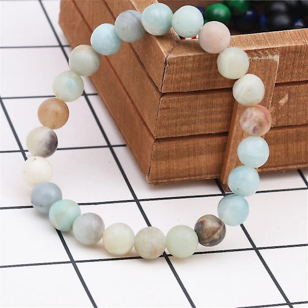 Naturlig Gem Semi Precious Reiki Healing Crystals Håndlaget 8mm Runde Perler Stretch Armbånd