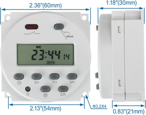 CN101A Input DC/AC 12V, Output 200-250V AC, 16A LCD Digital Programmerbar Timer Relæ Tidsafbryder Understøtter 17 Gange Dagligt Ugentligt Program