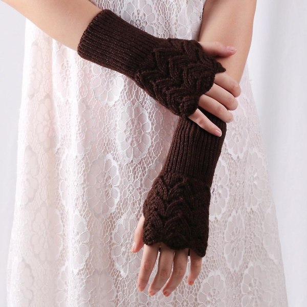 Mote kvinner vinter fingerløse hansker Håndvarmer strikkede votter