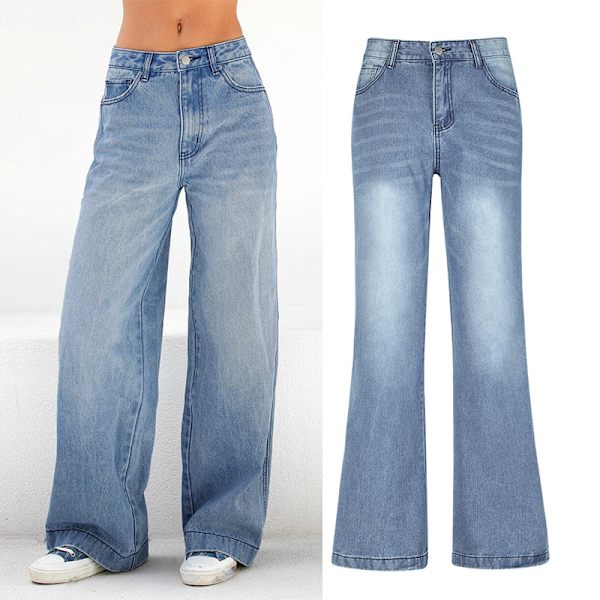 Naisten bootcut-farkut, korkeavyötäröiset farkut, suorat leveälahkeiset farkut, rennot baggy-farkut