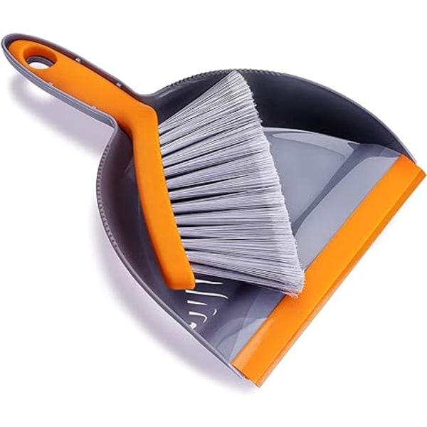 Mini støvbørste og fejesæt, hjem, børn, camping, udendørs, kontor, køkken, grå og orange (10\")