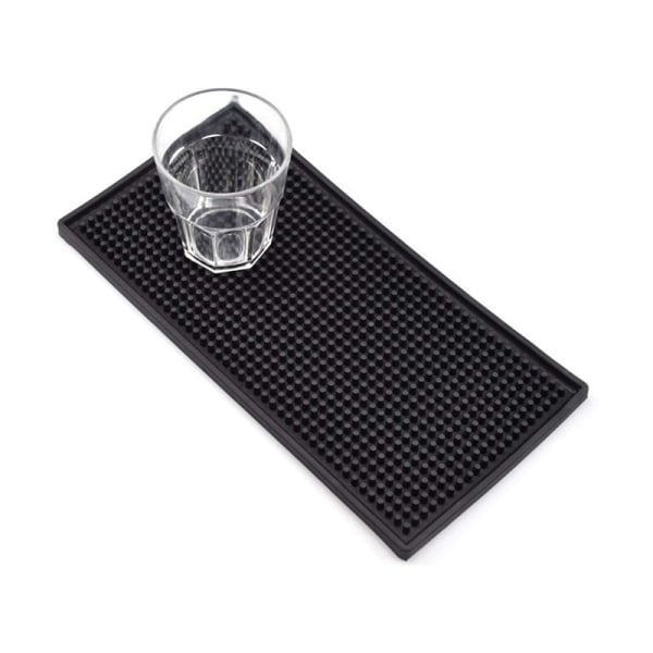 Gummibar måtte, 30*15cm sort bar service spildmåtte tørremåtte, 1 stk