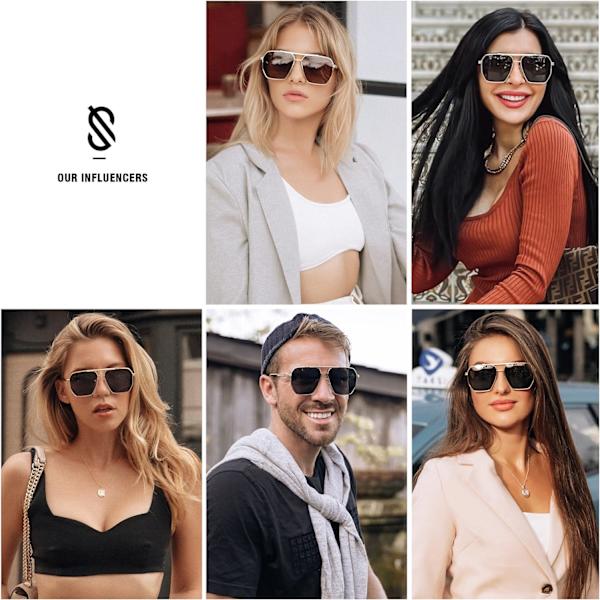 Retro Oversized Square Polarized Solbriller for Kvinner Menn Vintage Shades Cl