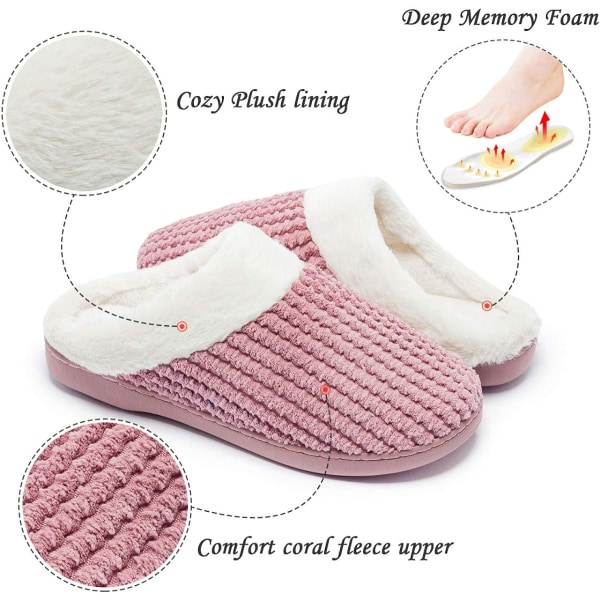 Home Slippers Women Winter Warm Comfort Memory Plush Non-Slip Slippers Indo