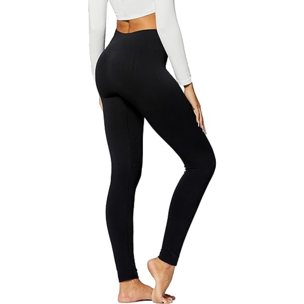 Premium ullfôrede leggings for kvinner, høy midje, svart