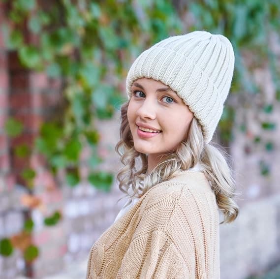 Womens Knit Cuffed Beanie Hat Stretch Ribbed Acrylic Winter Ski Cap
