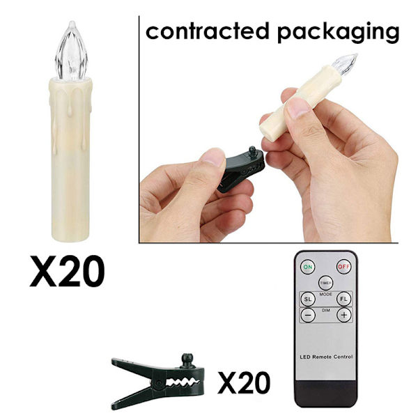 20 st LED-lampor LED-fe-lampor sladdlösa dimbara ljus flamlösa