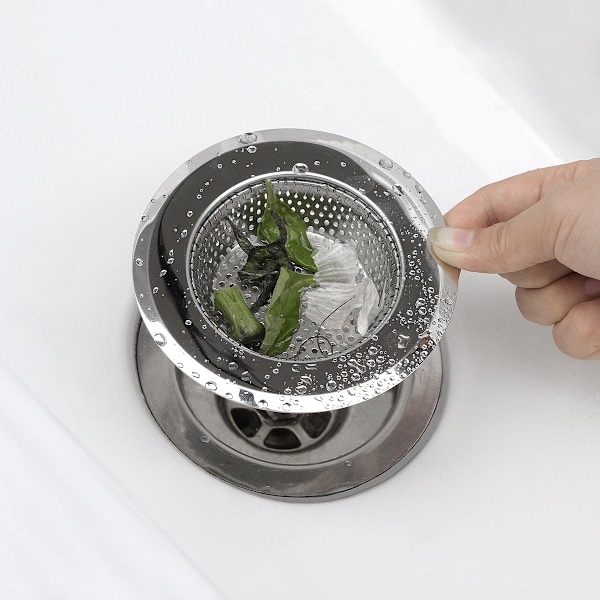 Rustfrit Stål Køkkenafløbsfilter - Anti-Tilstopning Vaskestativ, Pakke med 2 (11 cm Diameter)
