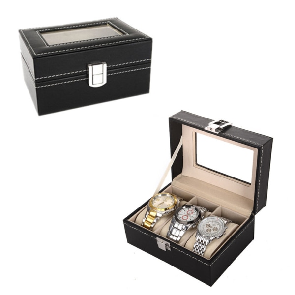 Luxury Watch Box / Watch Box / för 3 klockor Svart