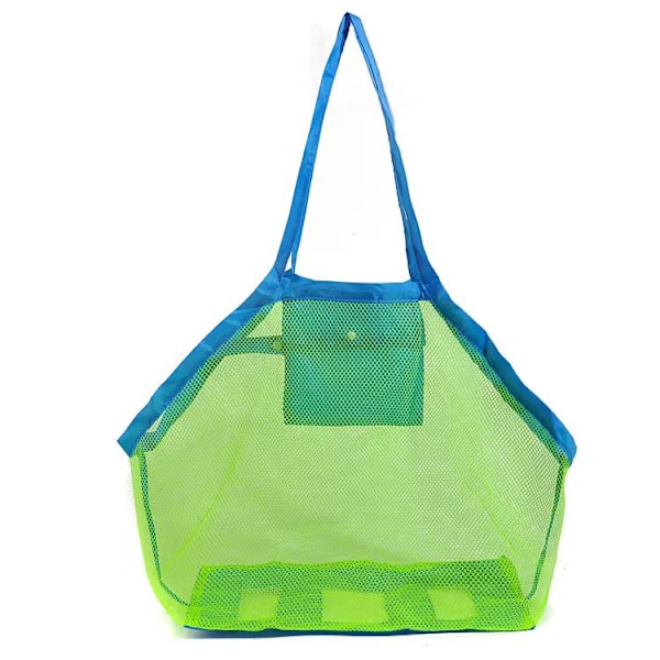 Mesh Beach Bag Large Folding Net Bag for Children's Beach Sand Toy Storage Mesh Organizer Perfect for Swimming Beach Travel Green & Blue 2 Piece