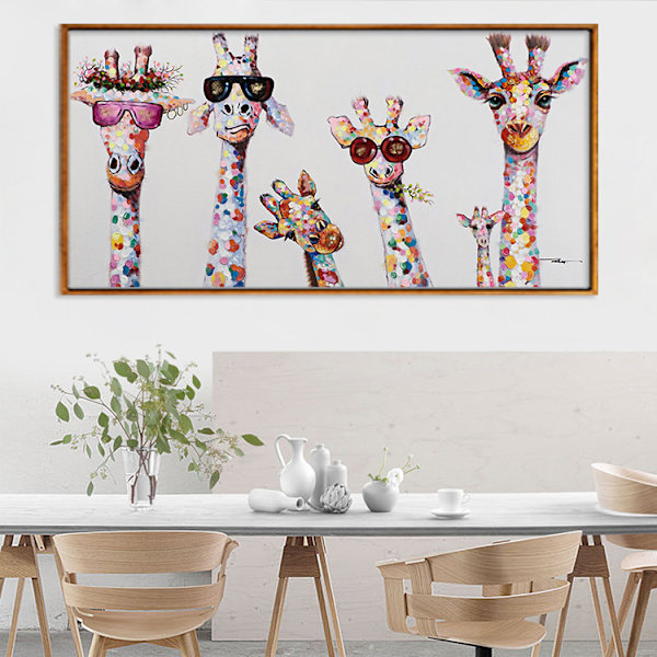 Graffititaide kangasmaalauksen kirahvit, 30*60cm