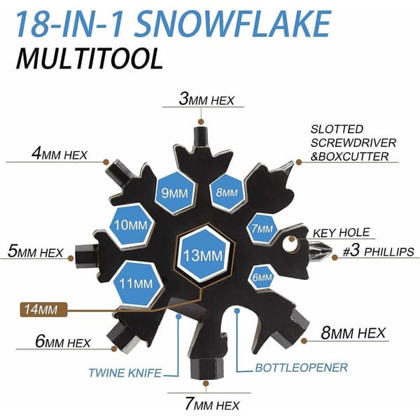 18 i 1 Snefnug Multi-Tool, Rustfrit Stål Bærbar Mini Multi-Tool med