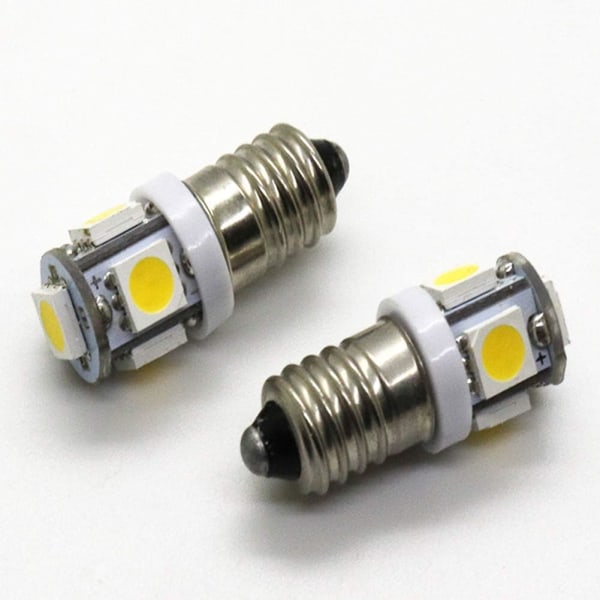 10 stk E10 12V Kaldt hvitt LED-pærer 5SMD 0,5W 50LM Lampe