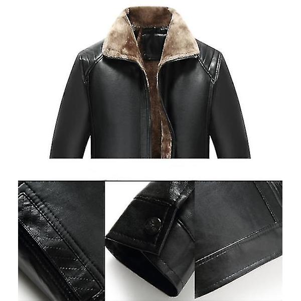 Fleece-foret tykk skinnjakke for menn motorsykkeljakke