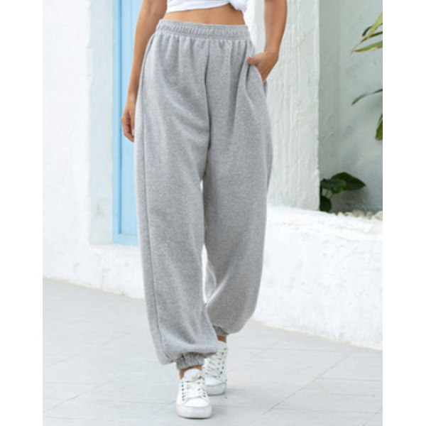 2022 Joggingbyxor Dam Casual Lösa Haremsbyxor Enfärgade Mode Hip Hop Hög Midja Byxor Baggy Byxor Joggers Dam XL,GRÅ