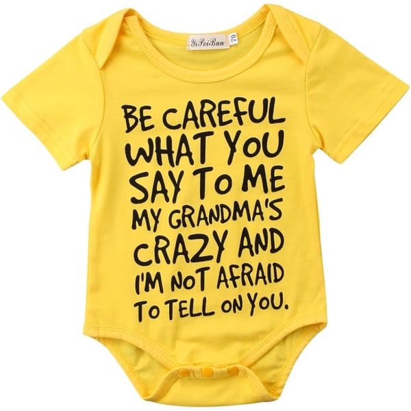 Baby Boy Girl Vær forsiktig med hva du sier til meg My Grandmas Crazy Bodysuit Fun