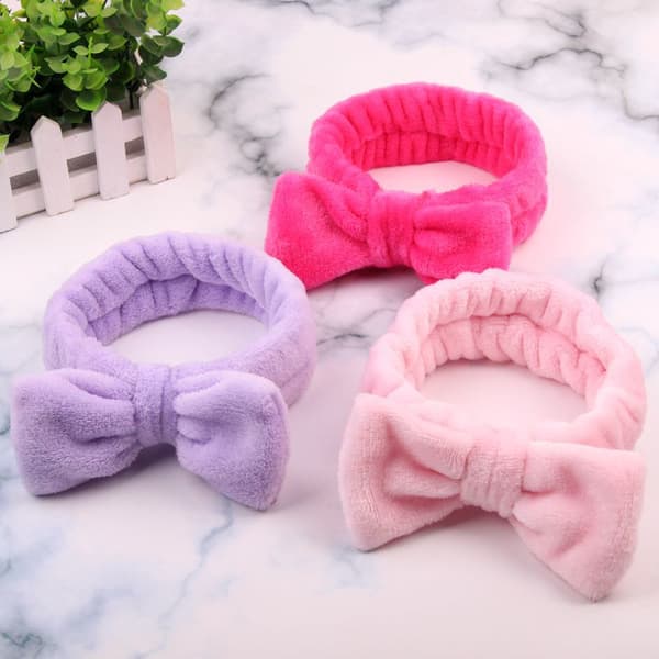 3 stk Hodebånd for Kvinner Jenter Bue Vask Ansikt Turban Sminke Elastisk
