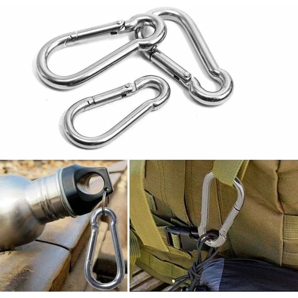 10 x 40mm x 4mm carabiners, 304 stainless steel carabiner with carabiner, l
