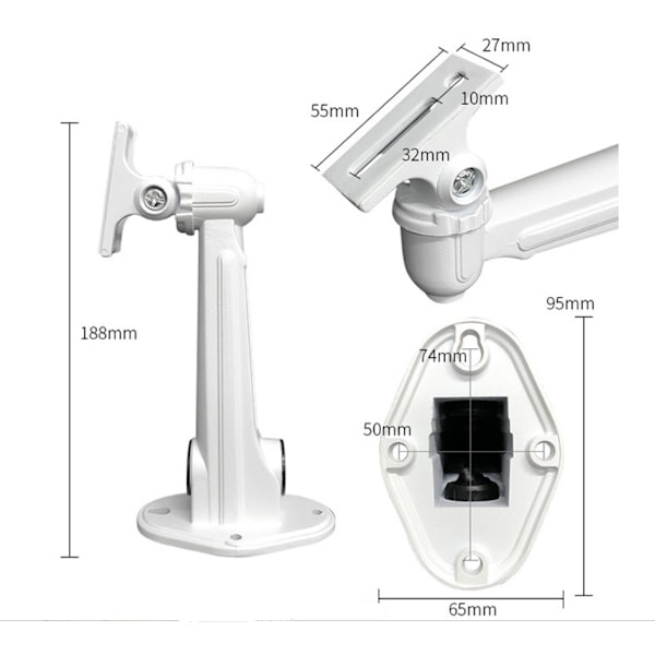 Mini Projektor Veggfeste Brakett, for CCTV/Kamera/Projektor/Webkamera - 360° Rotasjon (Hvit)