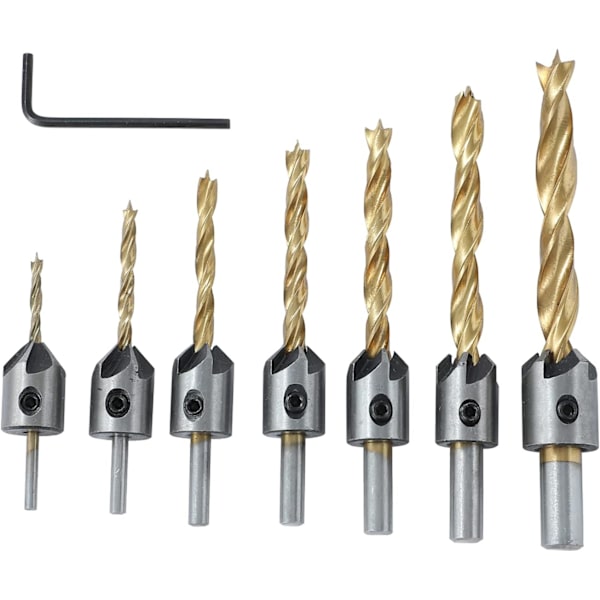 Trespir med senk 7 deler, 3-10mm 5 fløyter trespir D