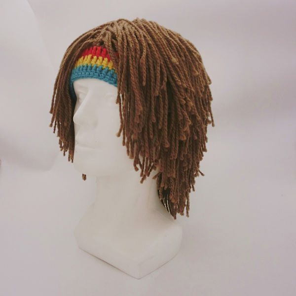 Mænd Strikhue med Hår Drenge Sjov Håndlavet Strik Vinterhue Beanie Rasta