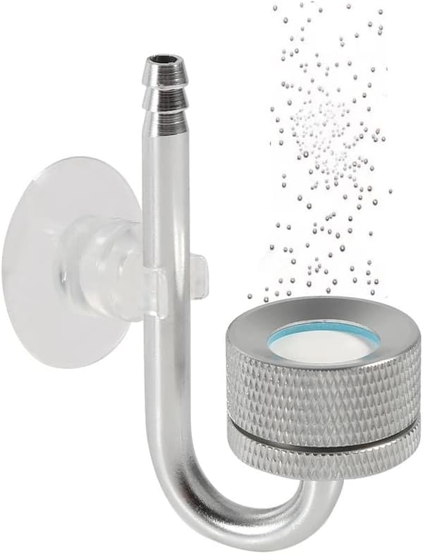Fisketank CO2-diffusor i aluminiumlegering med sugekopp