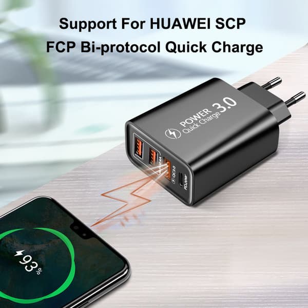 3-port USB multistik universal QC3.0 hurtigoplader