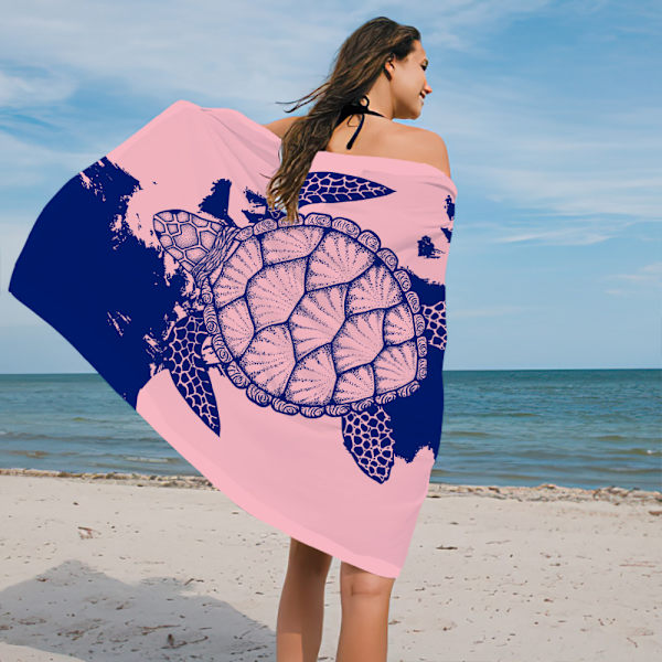 Strandhandduk – Blå med tropisk design, L 70*150CM Cool Hawaiian, Marinblå B