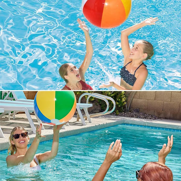 6 st strandbollar, uppblåsbara poolbollar, uppblåsbara regnbågsbollar, strandbollar för strandspel utomhus poolleksak fest sommar