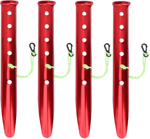 Teltplugger, 4 stk. vindtette teltplugger i aluminiumlegering, lette U-formede