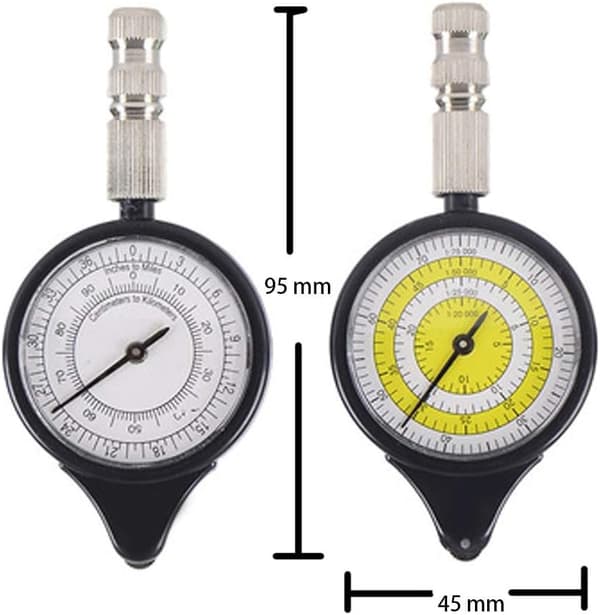 2 stk. Kortmåler Odometer Multifunktion Kompas Curvimeter Enhed, sølv